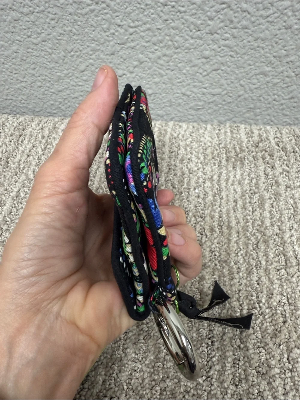 Vera Bradley Black Paisley Multicolor Wristlet Keychain - Picture 4 of 6